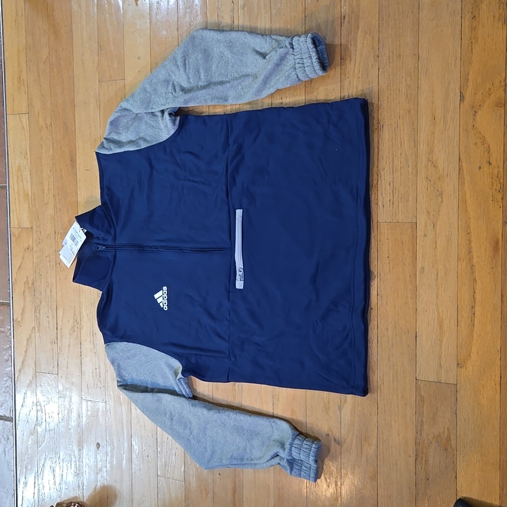 NWT Adidas Team Issue 1/4 Zip Sweatshirt Size L Navy / Grey